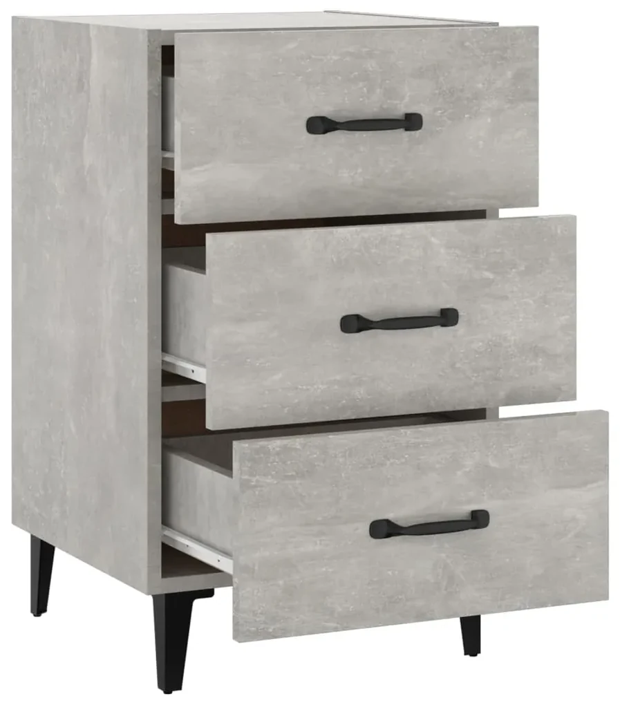 Comodino grigio cemento 40x40x66 cm in legno multistrato