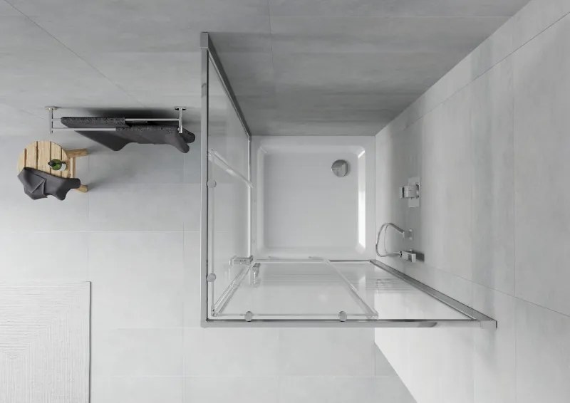 Mexen Rio cabina doccia quadrata 80 x 80 cm, fasce bianche, cromo + piatto Flat, bianco - 860-080-080-01-20-4010