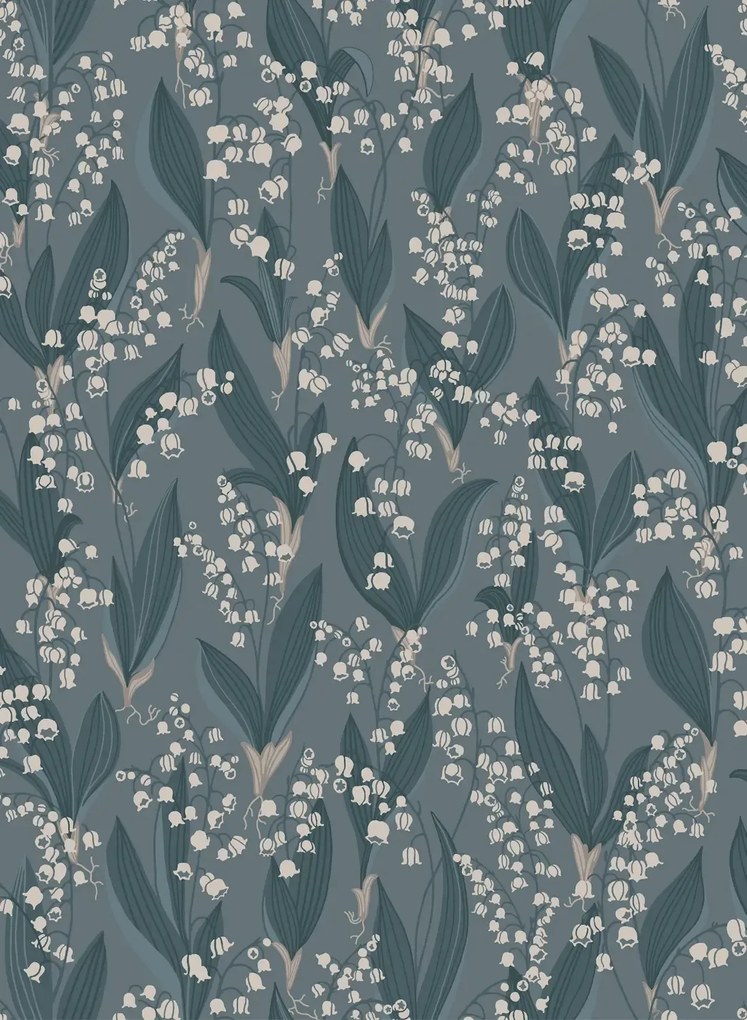 Sandberg Tapete Liljekonvalj - Indigo Blue