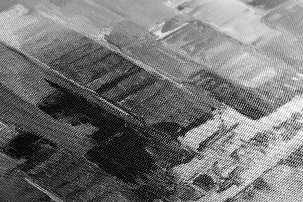 Stampa su tela – Città costiera in bianco e nero