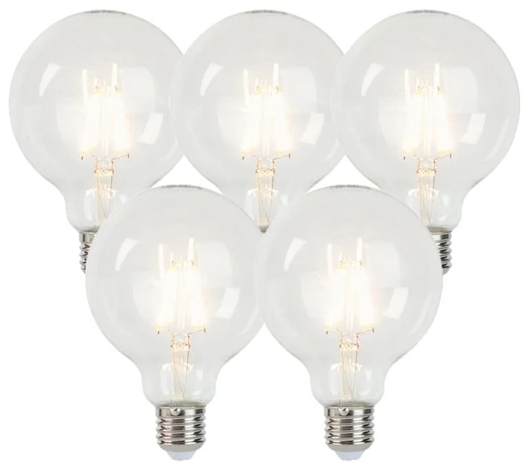 Set di 5 lampadine LED dimmerabili E27 G95 5W 470lm 2700K