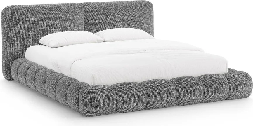 Letto matrimoniale imbottito grigio scuro con contenitore con rete inclusa 160x200 cm Solange – Micadoni