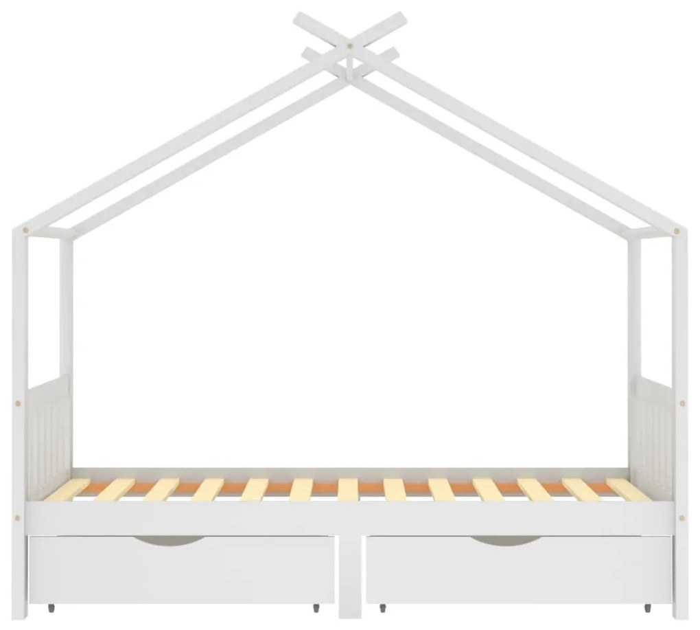 Giroletto bambini bianco con cassetti massello di pino 90x200cm