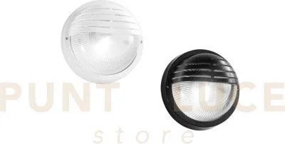 Applique turtle bianca tonda con palpebra in vetro ip54 1 luce atta...