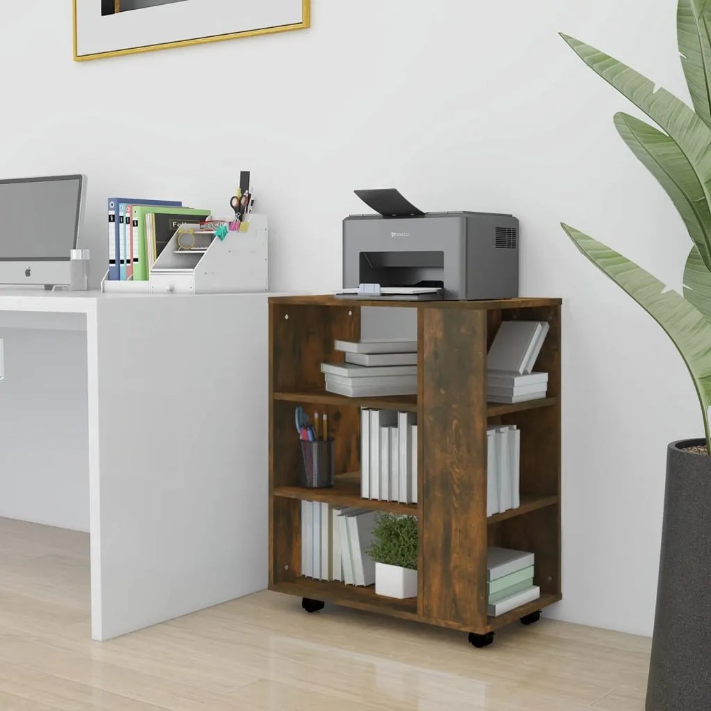 Armadietto Con Ruote Rovere Fumo 60x35x75 Cm Legno Multistrato /