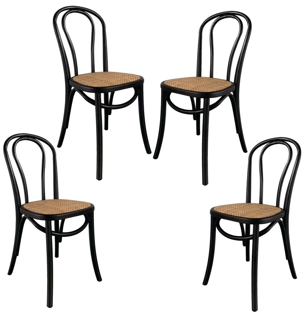 PACK 4 SEDIE FOLIE NERE IN RATTAN