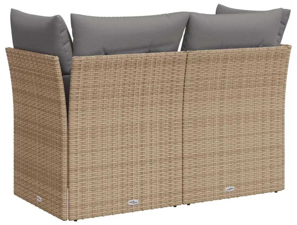 Divano da Giardino con Cuscini a 2 Posti Beige in Polyrattan