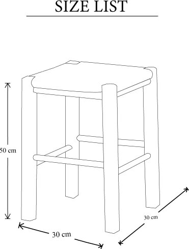Sgabello in legno fondo paglia quadrato altezza 50 cm Noce