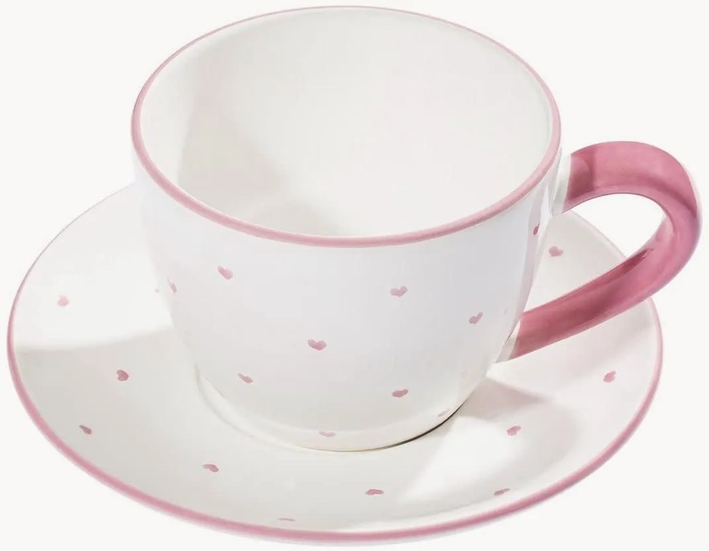 Set tazzina e piattino fatto a mano Herzerl Rosa, set da 2