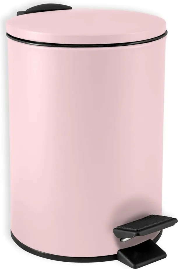 Cestino per la spazzatura rosa in acciaio con pedale 3 l Adelar – Spirella