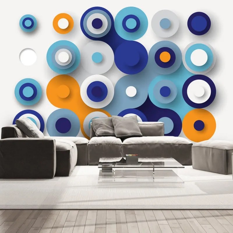 Fotomurale  Geometry Of Blue Wheels  Colore Blu, Dimensioni e Misure 100x70