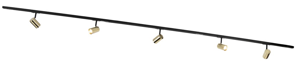 Sistema a binario con 5 faretti monofase nero con oro - Jeana