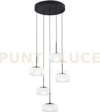 Lampadario a sospensione led emily bianca cinque pendenti in vetro ...