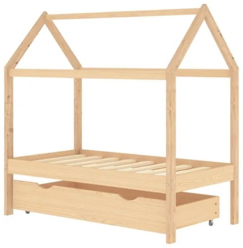 Giroletto per Bambini con Cassetto in Pino Massello 70x140 cm