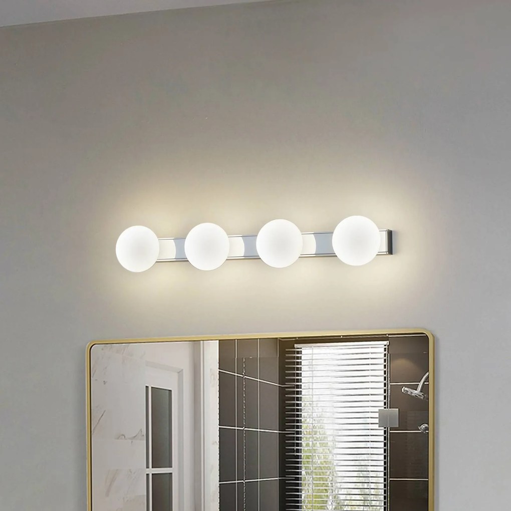 Lucande Applique LED per il bagno Myrra, cromo, vetro, 60 cm, IP44