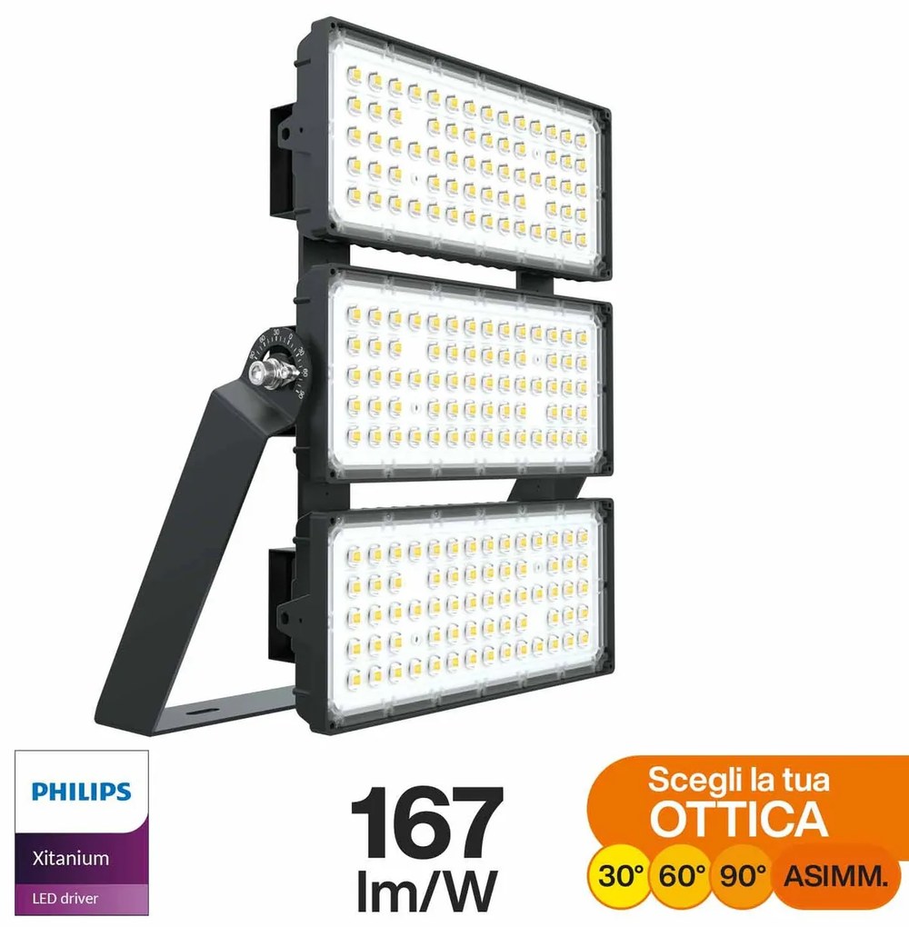 Faro Modulare LED 600W IP66 167lm/W No Flickering con driver Philips Colore Bianco Naturale 4.000K