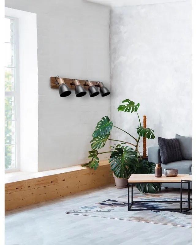 Faretto decorativo senza fonte luminosa CLYDE in legno marrone E14 40W SEYNAVE 4 luci