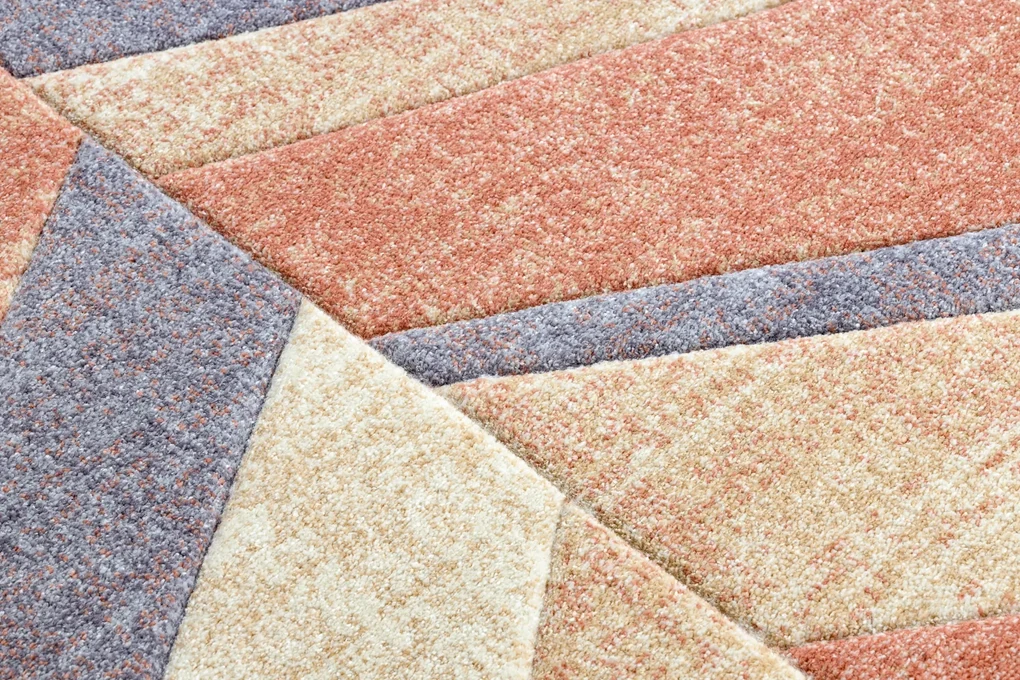 Tappeto FEEL 5673/17931 a spina di pesce beige/terracotta/violet