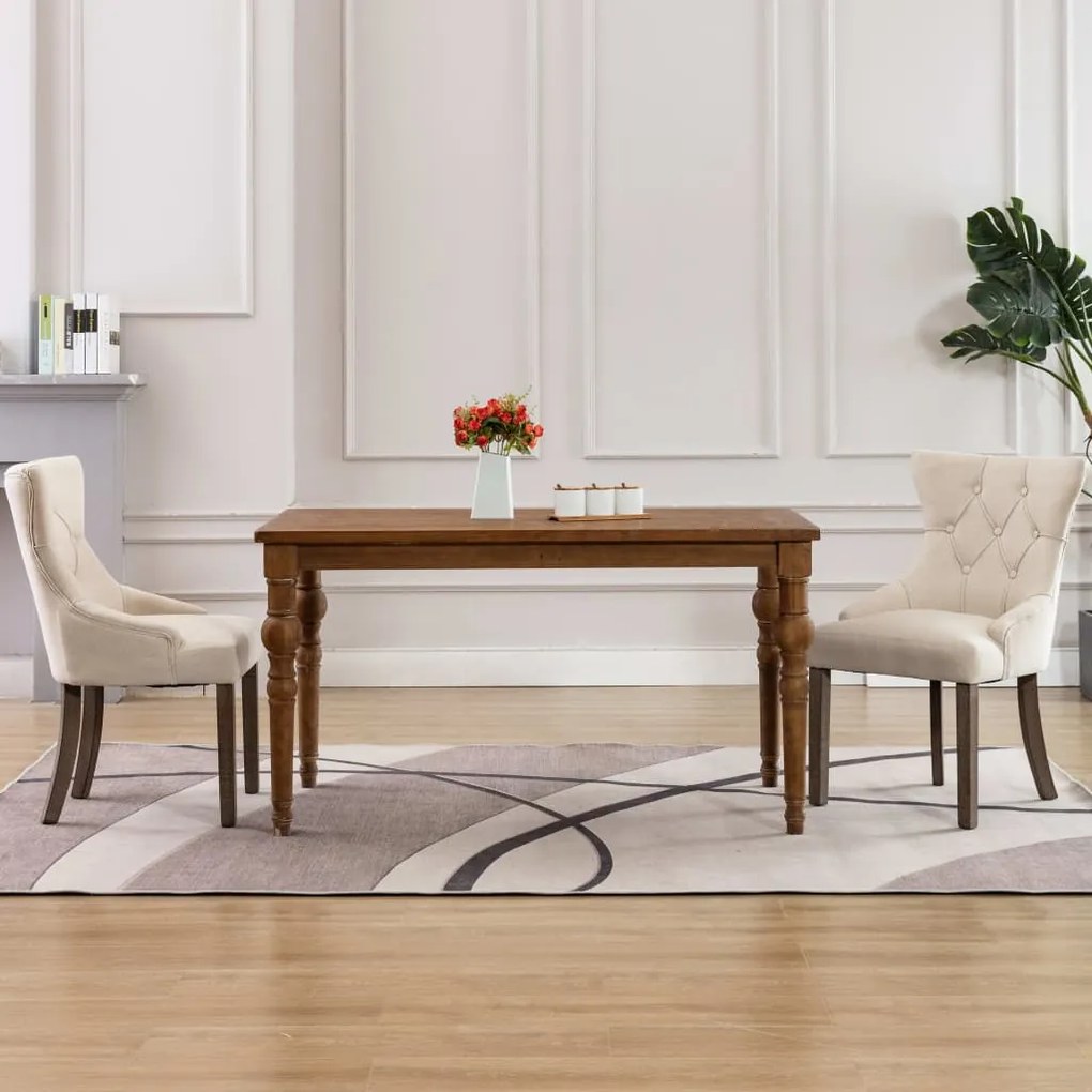 Sedie Da Pranzo 2 Pz Beige İn Tessuto /