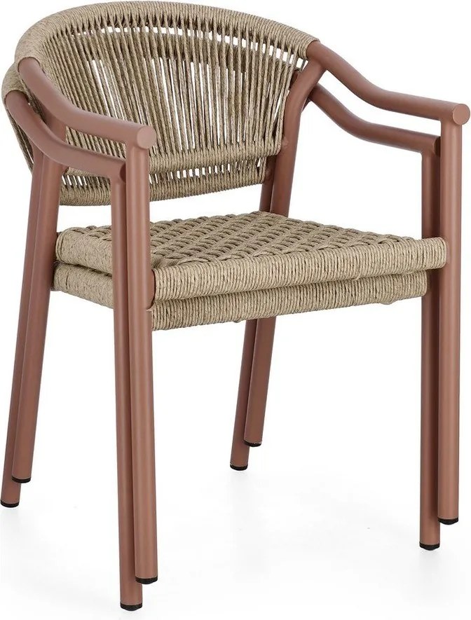 Sedia da esterno rossa/di colore naturale in metallo Canarias – Bizzotto