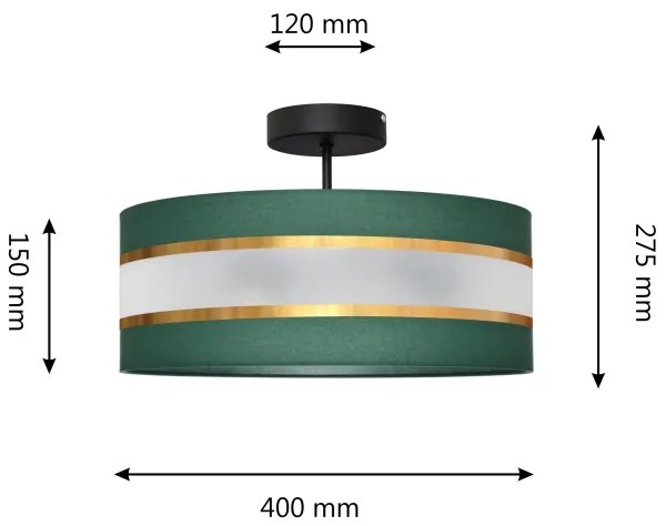 Lampadario a sospensione con supporto rigido HELEN 3xE27/15W/230V verde/oro