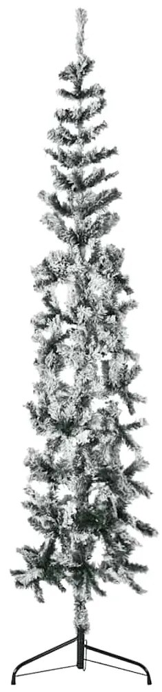 Albero Natale Artificiale Sottile A Metà Neve Fioccata 240 Cm /