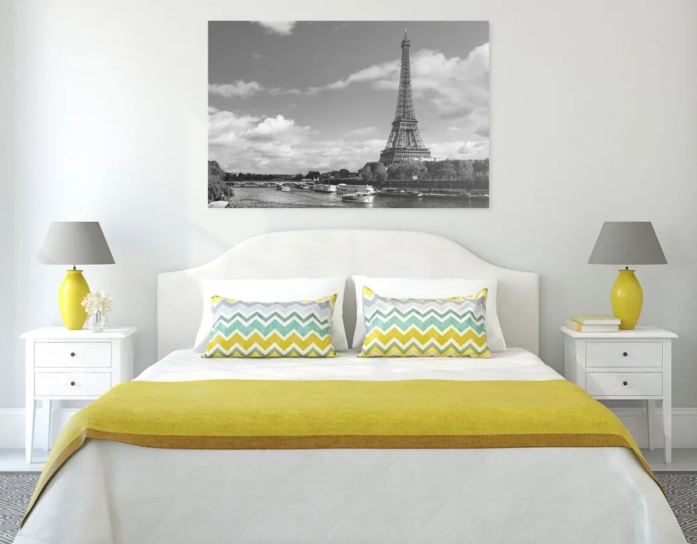 Quadro su tela – Panorama mozzafiato di Parigi in bianco e nero