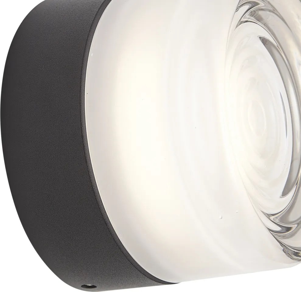 Lampada da parete di design nera con vetro opale IP44 - Michele