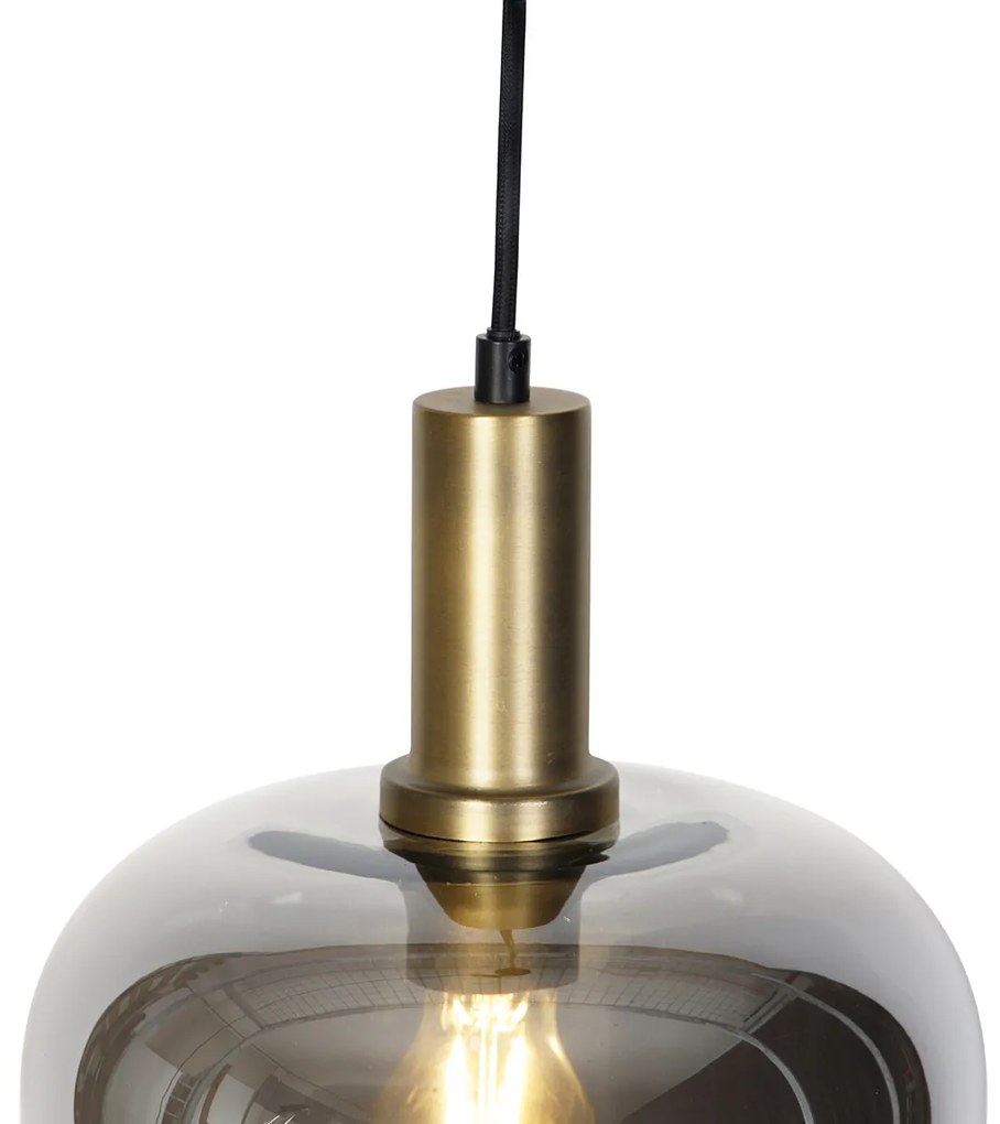 Lampada a sospensione di design nera e oro con vetro fumé - Zuzanna