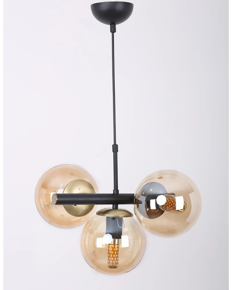 Lampada a sospensione giallo-nera con paralume in vetro ø 15 cm Cascade - Squid Lighting