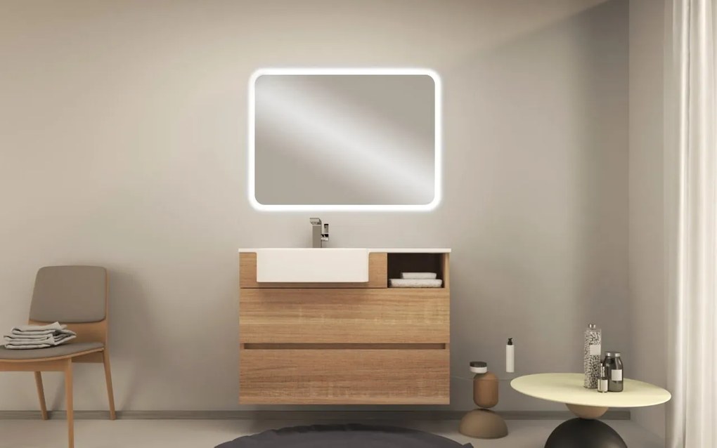 Mobile da bagno sotto lavabo BADEN HAUS PARIS rovere laccato opaco L 100 x H 72 x P 33.5 cm 2 cassetti, lavabo non incluso