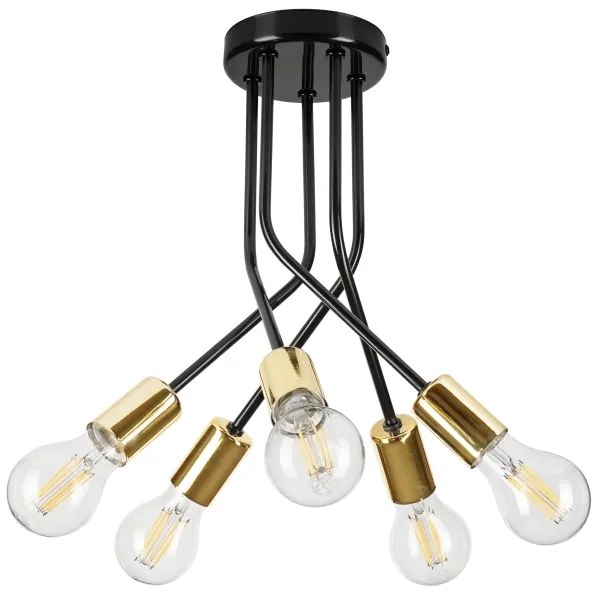 Lampadario a sospensione con supporto rigido PRIYA 5xE27/15W/230V nero