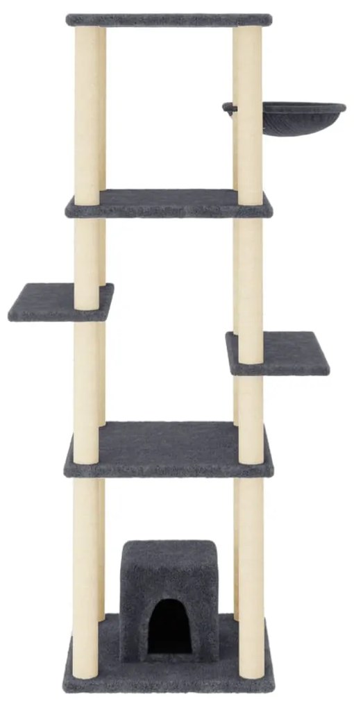 Albero per gatti con tiragraffi in sisal grigio scuro 154 cm