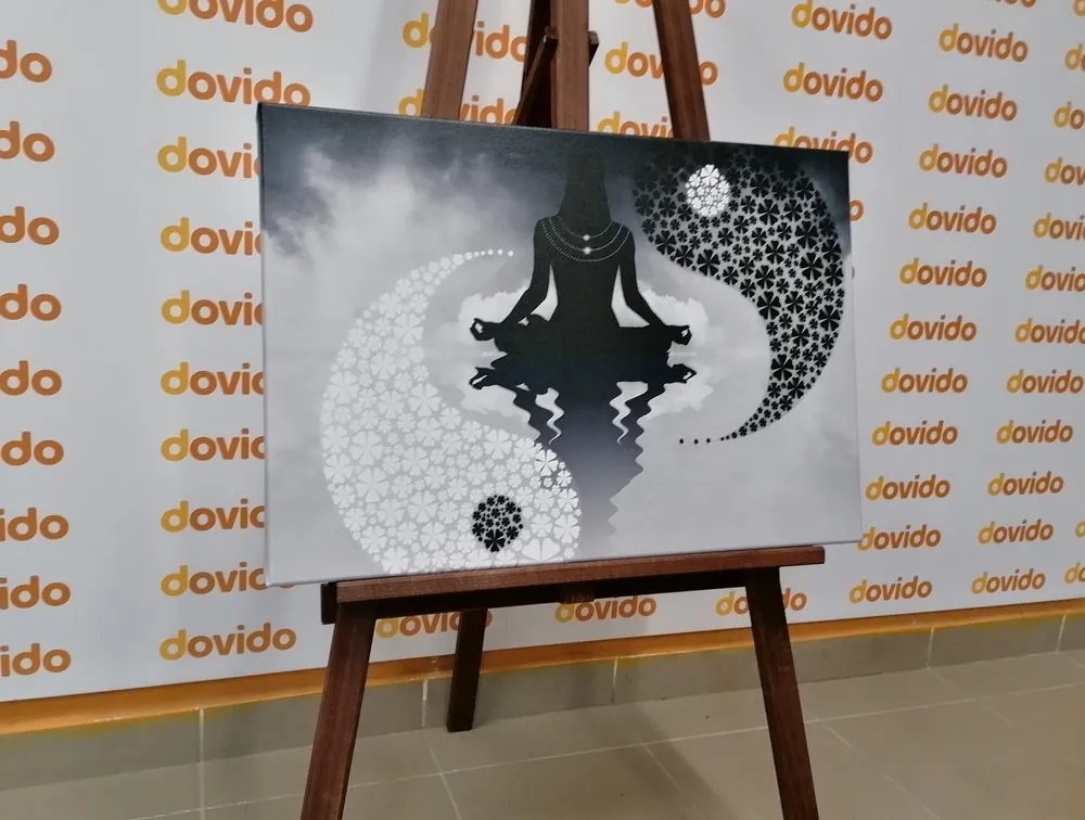Stampa su tela – Yoga del Jin e Jang in bianco e nero