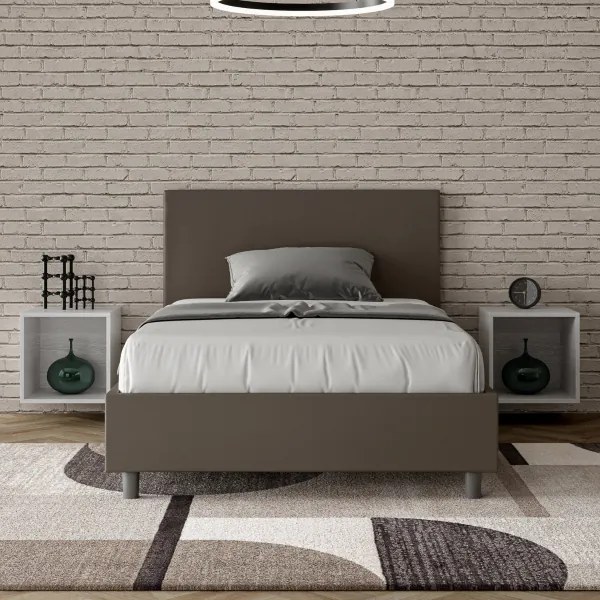 Letto una piazza e mezza senza rete imbottito 120x190 similpelle cappuccino Adele