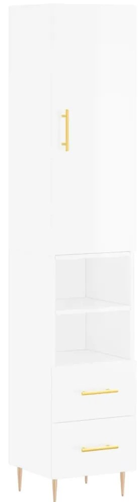 Credenza 34,5x34x180 cm in legno multistrato bianco lucido