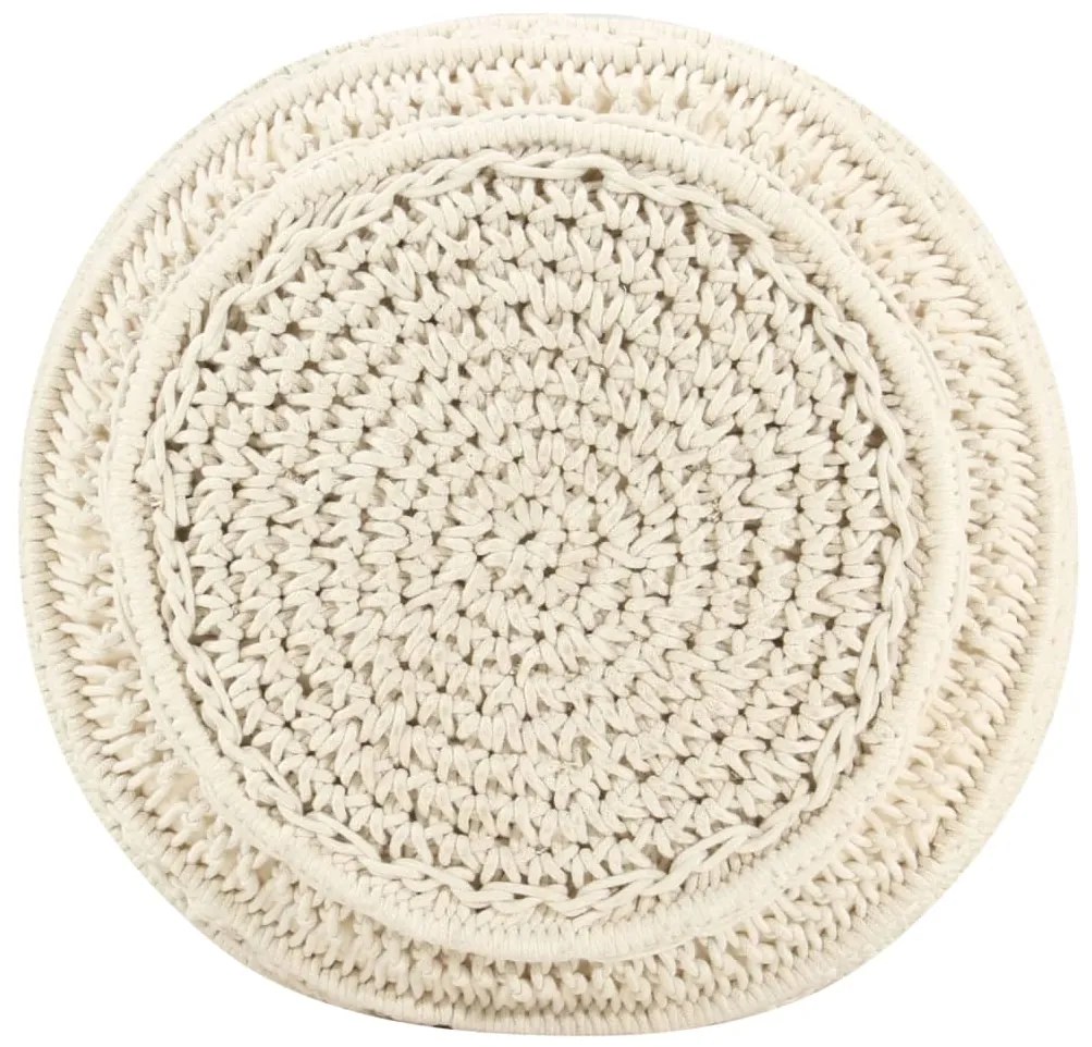 Pouf lavorato a mano in macramé 45x30 cm in cotone