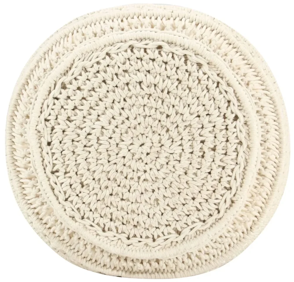 Pouf lavorato a mano in macramé 45x30 cm in cotone