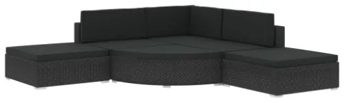 Set Divani da Giardino 6 pz con Cuscini in Polyrattan Nero