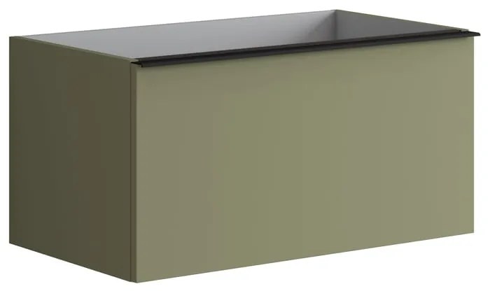 Mobile da bagno sospeso sotto lavabo L 80 x H 40 x P 45.5 cm verde laccato opaco, 2 cassetti Pixel