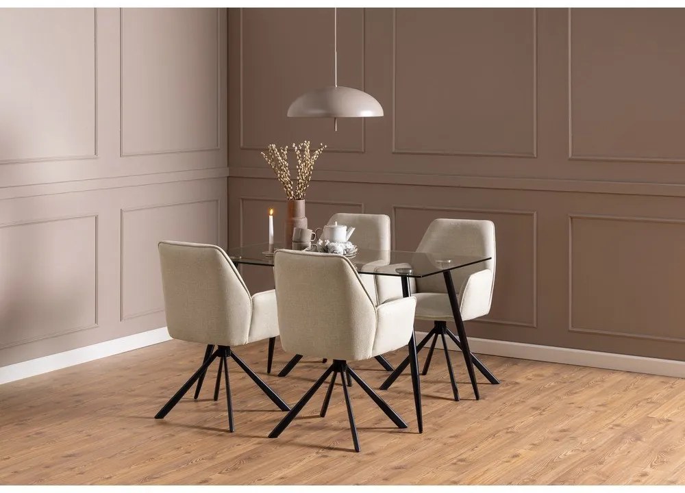 Set di sedie da pranzo beige in imbottito con braccioli 2 pz Glenda – Actona