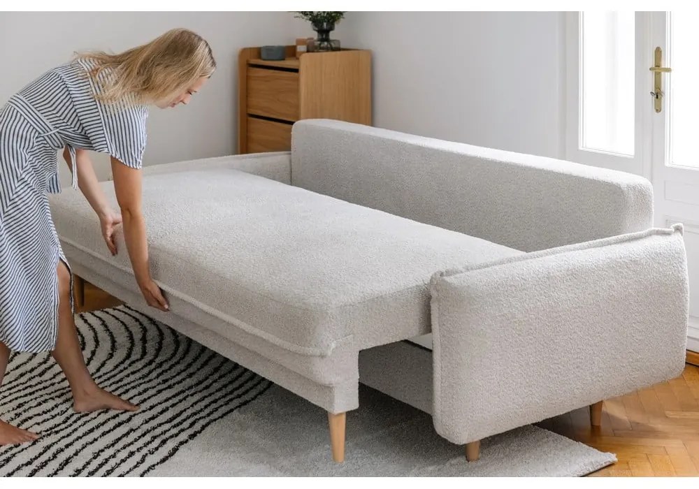 Divano letto verde in tessuto bouclé 215 cm Patti - Bonami Selection