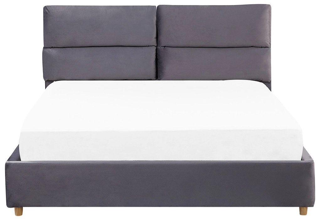 Letto matrimoniale con contenitore velluto grigio 140 x 200 cm BATILLY Beliani