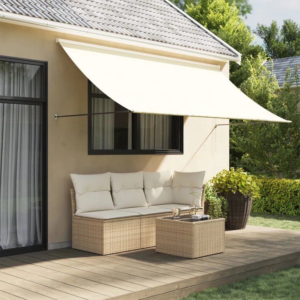 Tenda Da Sole Retrattile Crema 300x150 Cm İn Tessuto E Acciaio /