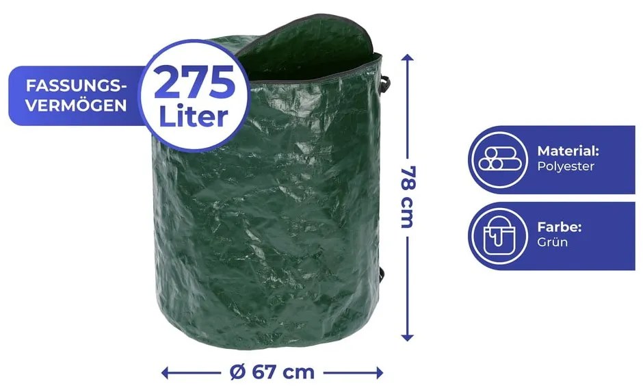 Bidone verde scuro per rifiuti compostabili 275 l - Maximex