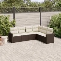 Set Divano da Giardino 6 pz con Cuscini Marrone in Polyrattan 3251350