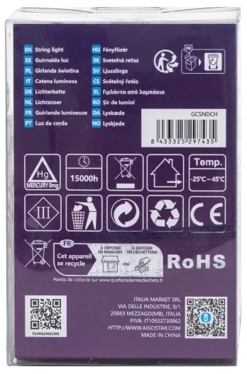 Aigostar - Catena LED natalizia da esterno 100xLED/8 funzioni 10,3m IP44 bianco freddo