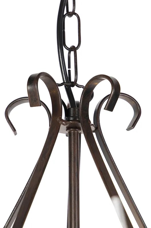 Lampadario marrone con paralumi plissettati crema a 5 luci - Giuseppe