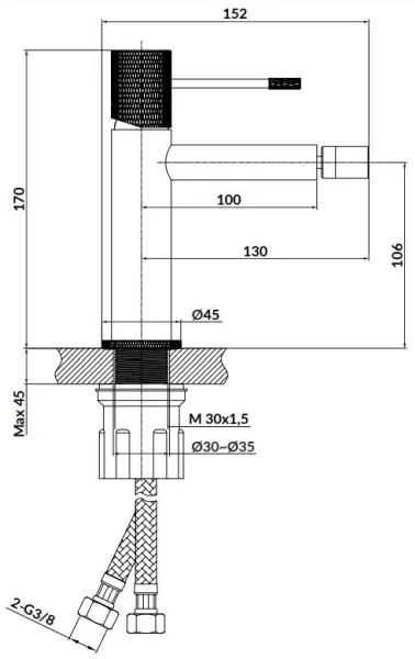 Cersanit S951-576 - Rubinetto del bidet ZEN nero