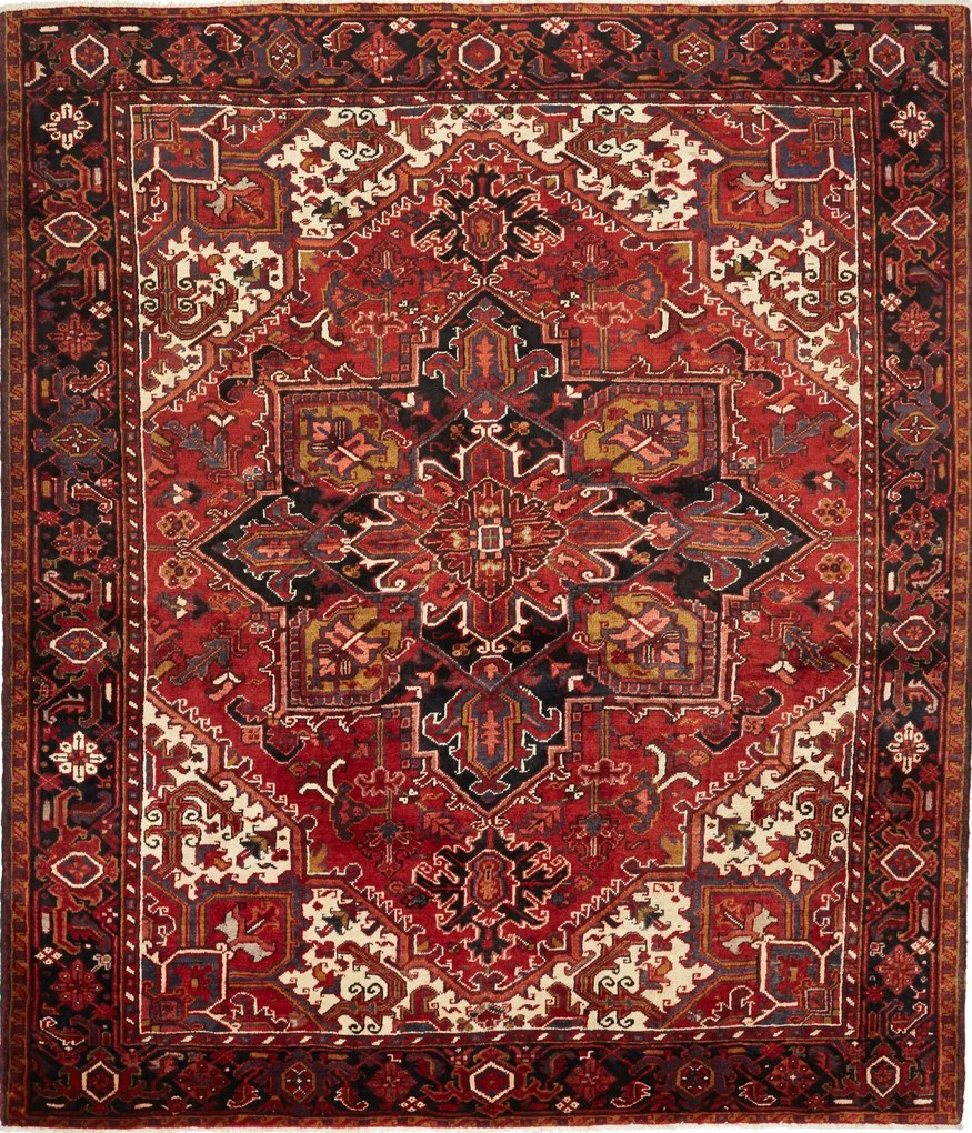 Heriz Tappeto 280x240 Rosso (Iran) Annodato A Mano